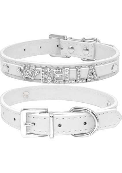 Beyaz Stil M Boyutu Bling Rhinestone Yavru Köpek Tasmaları Kişiselleştirilmiş Küçük Doguahua Yaka Özel Kolye Ücretsiz Isim Takılar Evcil Hayvan Aksesuarları (Yurt Dışından)
