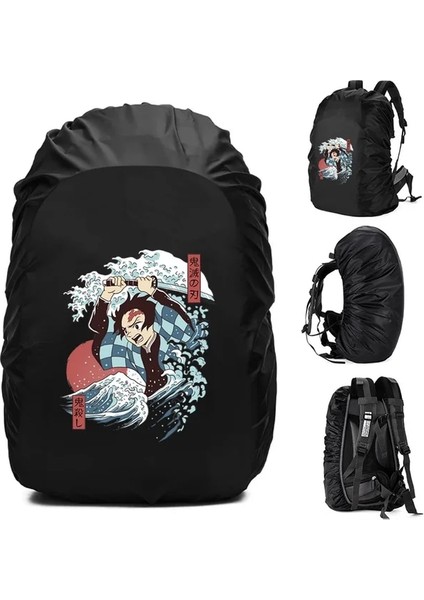 3WAVE015 35L Yağmur Kapağı Sırt Çantası 20L -70L Su Geçirmez Çanta Moda Dalga Desen Baskılı Taktik Açık Kamp Yürüyüş Tırmanma Toz Yağmurluk (Yurt Dışından)