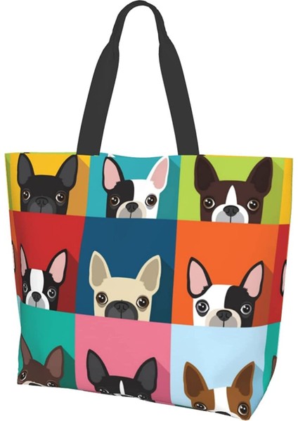 Stil 4 Bir Boyut Fransız Bulldog Sevimli Moda Omuz Çantası Çanta Üst Kolu Satchel Çanta Kadınlar Için Iş Okul Seyahat Alışveriş Rahat (Yurt Dışından)