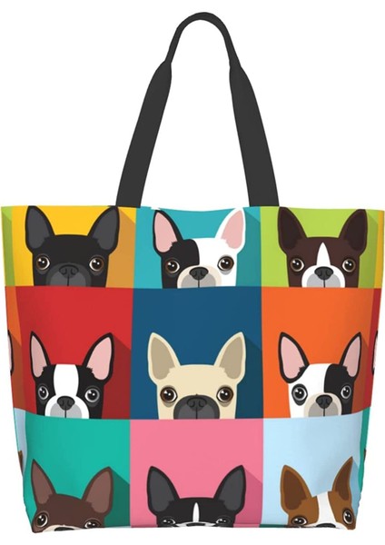 Stil 4 Bir Boyut Fransız Bulldog Sevimli Moda Omuz Çantası Çanta Üst Kolu Satchel Çanta Kadınlar Için Iş Okul Seyahat Alışveriş Rahat (Yurt Dışından)