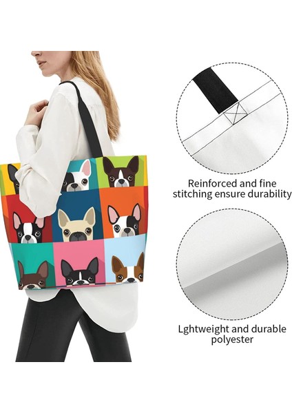 Stil 4 Bir Boyut Fransız Bulldog Sevimli Moda Omuz Çantası Çanta Üst Kolu Satchel Çanta Kadınlar Için Iş Okul Seyahat Alışveriş Rahat (Yurt Dışından)