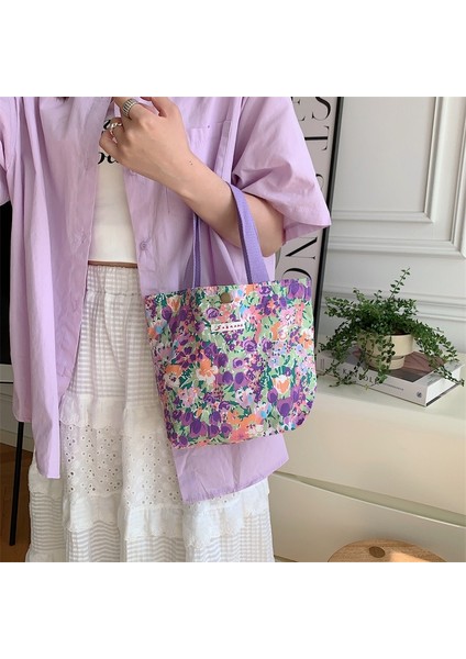 Çiçek Ayı 10X25X20 cm Kore Tarzı Sevimli Çiçek Kanvas Küçük Alışveriş Çantası Kadın Kadın Kız Çanta Öğle Yemeği Çantaları Alışveriş Bezi El Çantası Çanta (Yurt Dışından) modelleri