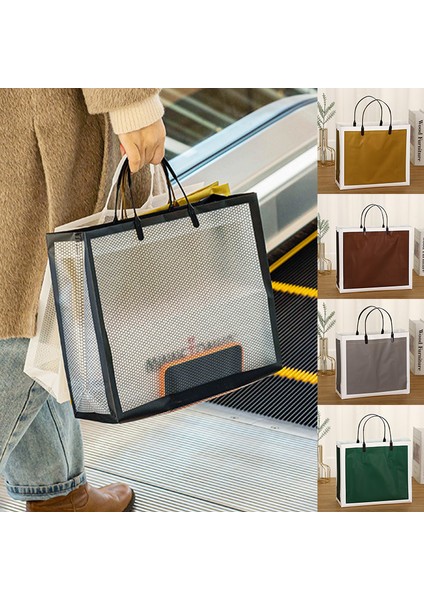 Beyaz 50X45X12CM 1 Adet Yeniden Kullanılabilir Çevre Dostu Tote Çanta Alışveriş Çantalar Kadın Şeffaf Çanta Su Geçirmez Pvc Alışveriş Çantası Saklama Çantası Hediye Için (Yurt Dışından)