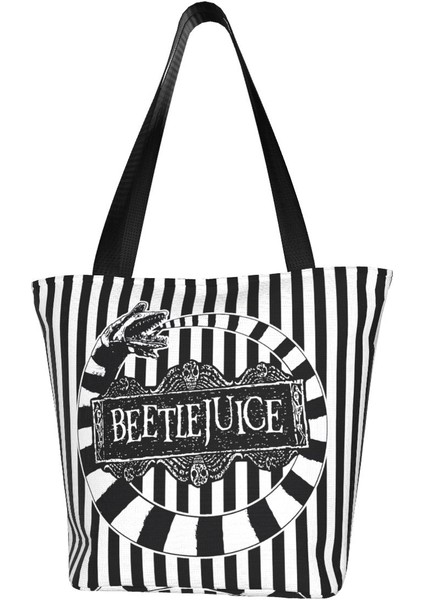 Stil 5 33X28X18 cm Beetle Worm Beetlejuice Alışveriş Çantası Kadın Kanvas Omuz Çantası Taşınabilir Tim Burton Korku Filmi Bakkal Alışveriş Çantaları (Yurt Dışından) fiyatları