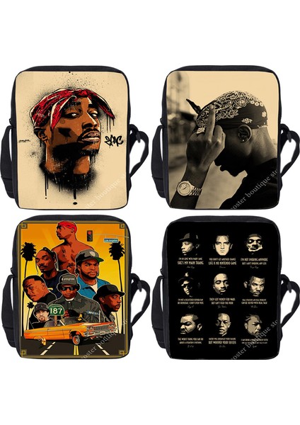 Stil 7 Hip Hop Rapçi 2pac Tupac Omuz Çantaları Gençler Çanta Erkek Haberci Çanta Rap Yıldızı Tupac Crossbody Çanta Erkek Kız Okul Çantaları (Yurt Dışından)