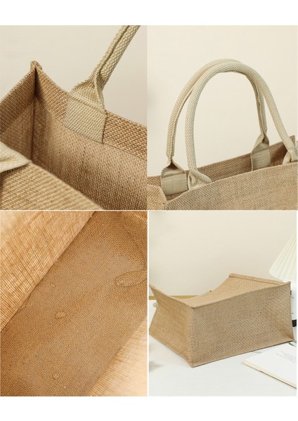 M-26X26X18CM Adınız Veya Logonuz Özel Ad Jüt Alışveriş Çantası Kadın Çanta Saplı Su Geçirmez Büyük Kapasiteli Çeşitli Eşyalar Saklama Çantası Kişiselleştirilmiş Hediye Çanta (Yurt Dışından)