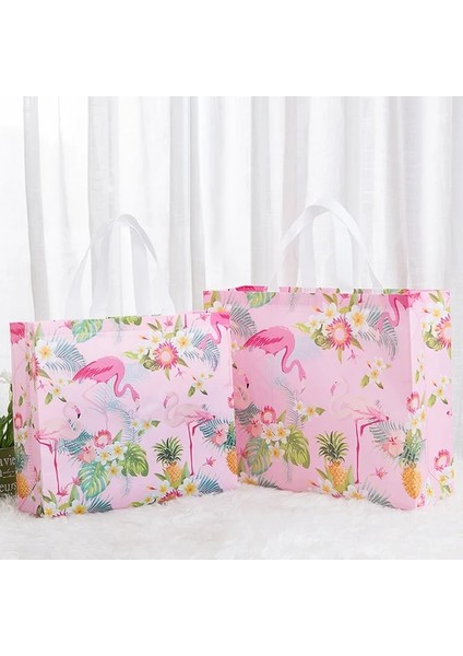 Pembe M Moda Pembe Flamingo Baskılı Alışveriş Çantası Dokunmamış Kumaş Eko Alışveriş Çantası Yeniden Kullanılabilir Tote Çanta Seyahat Bakkal Katlanır Çanta (Yurt Dışından)