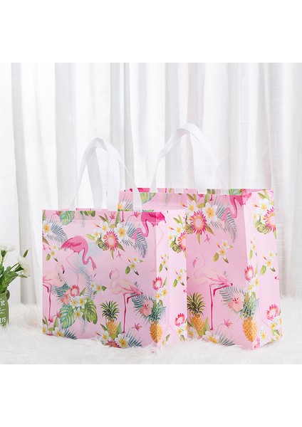 Pembe M Moda Pembe Flamingo Baskılı Alışveriş Çantası Dokunmamış Kumaş Eko Alışveriş Çantası Yeniden Kullanılabilir Tote Çanta Seyahat Bakkal Katlanır Çanta (Yurt Dışından)