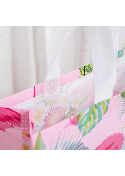 Pembe M Moda Pembe Flamingo Baskılı Alışveriş Çantası Dokunmamış Kumaş Eko Alışveriş Çantası Yeniden Kullanılabilir Tote Çanta Seyahat Bakkal Katlanır Çanta (Yurt Dışından)
