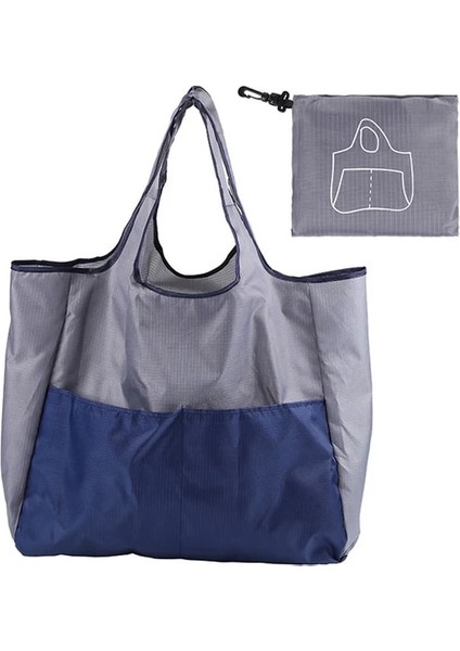 Gri Yeni Büyük Katlanır Alışveriş Çantası Büyük Kapasiteli Taşınabilir Yeniden Kullanılabilir Su Geçirmez Bakkal Moda Omuz Çanta Seyahat Paket Servis Çantası (Yurt Dışından)