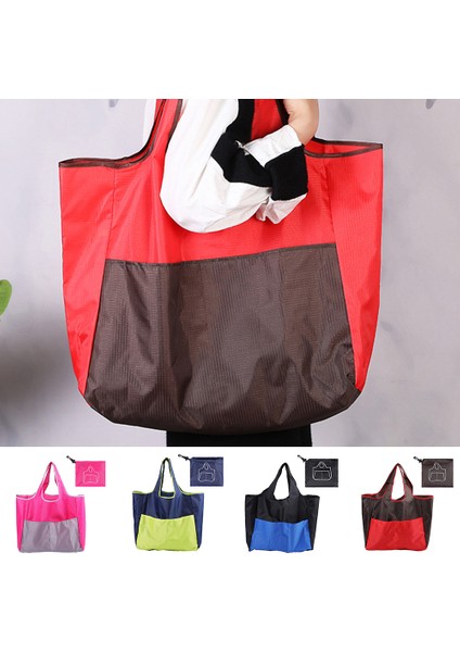 Gri Yeni Büyük Katlanır Alışveriş Çantası Büyük Kapasiteli Taşınabilir Yeniden Kullanılabilir Su Geçirmez Bakkal Moda Omuz Çanta Seyahat Paket Servis Çantası (Yurt Dışından)