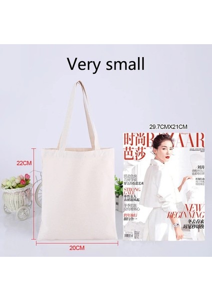 Beyaz 20X22 cm Xingming Yüksek Kaliteli Kadın Erkek Çanta Kanvas Bez Çantalar Yeniden Kullanılabilir Pamuk Bakkal Yüksek Kapasiteli Alışveriş Çantası (Yurt Dışından)