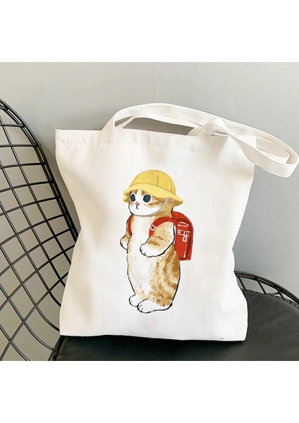 18 Bir Boyut Moda Alışveriş Çantası Kawaii Kediler Sevimli Hayvan Çantaları Alışveriş Çantası Kanvas Çantalar Tote Çanta Çanta Rahat Kız Omuz Çantaları Kızlar Için (Yurt Dışından)