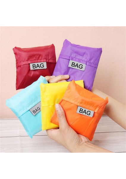 Yeşil Kare Cep Su Geçirmez Alışveriş Çantası Taşınabilir Katlanır Yaratıcı Yeniden Kullanılabilir Katlanabilir Alışveriş Çantası Eko Tote Market Bakkal Çantası (Yurt Dışından)