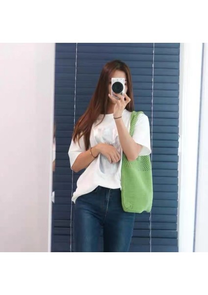 Denim Mavi Yaz Plaj Parti Çantası Çantalar Alışveriş Kesesi Satchel Kadın Vintage Delikli Örme Çanta Kadın Omuz Çantası Tote Çanta (Yurt Dışından) modelleri