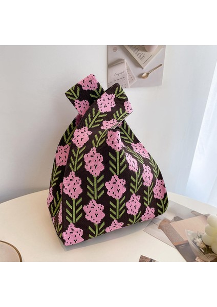 W Moda Şerit Düğüm Bilek Çanta El Yapımı Örme Yelek Çanta Taşınabilir Mini Omuz Çantası Yeniden Kullanılabilir Alışveriş Çantaları Telefon Anahtar Kılıfı (Yurt Dışından)