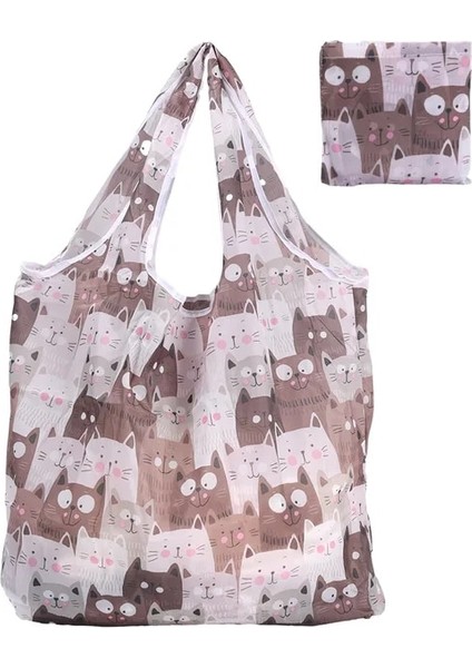 Stil 01 Moda Baskı Katlanabilir Çevre Dostu Alışveriş Çantası Tote Katlanır Kese Çanta Seyahat Bakkal Çantası Için Uygun Büyük Kapasiteli (Yurt Dışından)