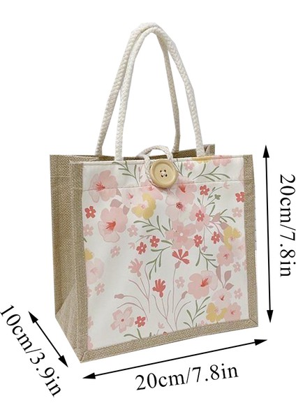 A-Kırmızı Çiçek Baskı Çuval Bezi Bez Çantalar Kadın Keten Tote Shopper Çantalar Yaz Plaj Çanta Taşınabilir Eko Üst Kolu Alışveriş Çantası (Yurt Dışından) modelleri