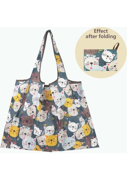 Pl-Sisemao1-1 L Naylon Büyük Yeniden Kullanılabilir Depolama Katlanabilir Eko Alışveriş Çantası Kawaii Tote Karikatür Su Geçirmez Dükkancı Süpermarket Çantaları Sevimli (Yurt Dışından)