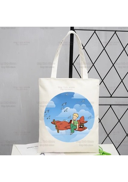 M Küçük Prens Karikatür Alışveriş Çantası Kanvas Tilki Hayvan Peri Masalı Bez Çantalar Baskı Eko Çanta Shopper Principito Omuz Çantaları (Yurt Dışından)