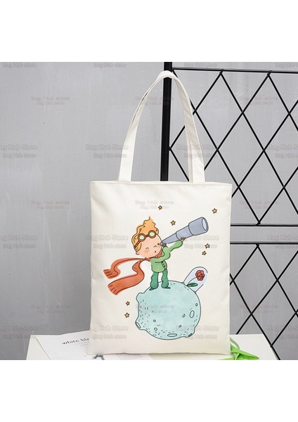 M Küçük Prens Karikatür Alışveriş Çantası Kanvas Tilki Hayvan Peri Masalı Bez Çantalar Baskı Eko Çanta Shopper Principito Omuz Çantaları (Yurt Dışından) fırsatları