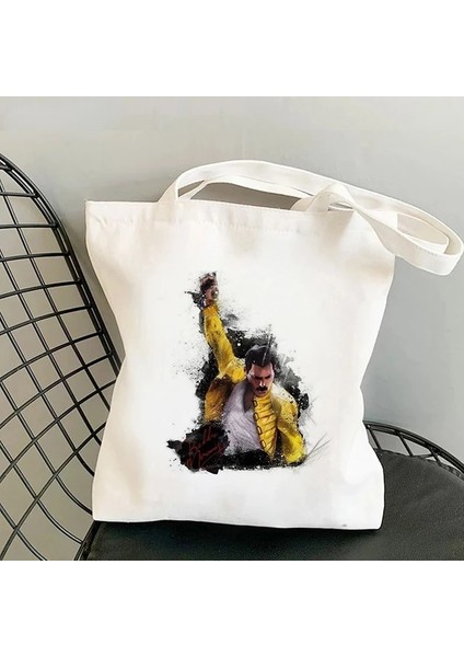 13 40X42CM 15.8X16.54IN Kraliçe Freddie Mercury Alışveriş Çantaları Kadınlar Için Rahat Tote Çanta Eko Yeniden Kullanılabilir Büyük Kapasiteli Çanta Bolsa Feminina (Yurt Dışından)