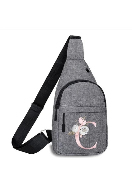 6pink Flower C Pembe Çiçek Serisi Baskı Göğüs Çantası 2023 Yeni All-Match Kanvas Omuz Çantası Spor Crossbody Çanta Erkekler Için Bel Paketi Kadın Çanta (Yurt Dışından)