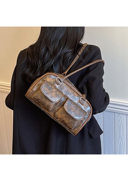 Siyah Kaliteli Kadın Tote Çanta Şık Hobo Omuz Deri Çanta Tasarımcısı Lüks Tote Büyük Kapasiteli Katı Alışveriş Çantası Kadın Bolsos (Yurt Dışından)