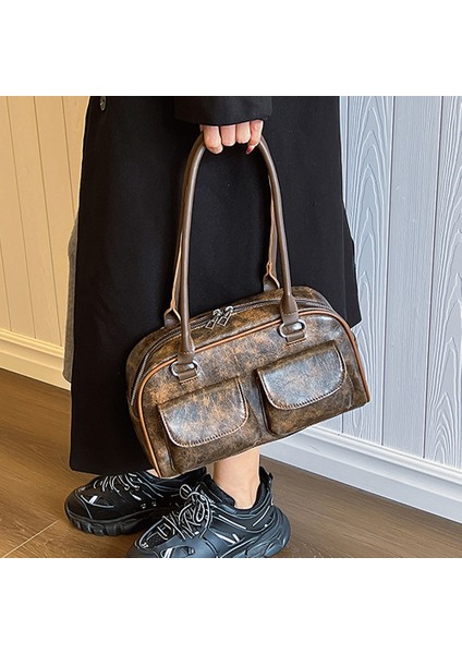 Siyah Kaliteli Kadın Tote Çanta Şık Hobo Omuz Deri Çanta Tasarımcısı Lüks Tote Büyük Kapasiteli Katı Alışveriş Çantası Kadın Bolsos (Yurt Dışından)