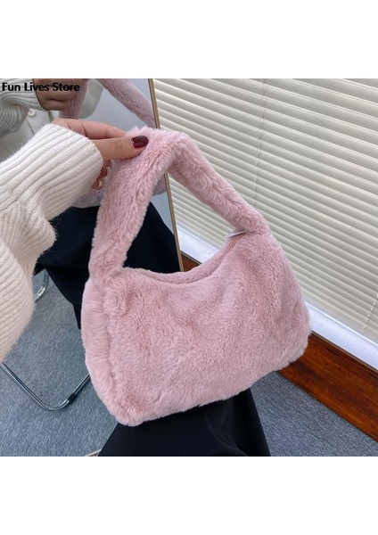 Kk Yumuşak Peluş Çanta Kadın Kış Sıcak Omuz Çantaları Telefon Para Saklama Çanta Çanta Düğün Tote Bolso Moda Manşonlar Cüzdan (Yurt Dışından) fiyatları