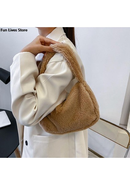 Kk Yumuşak Peluş Çanta Kadın Kış Sıcak Omuz Çantaları Telefon Para Saklama Çanta Çanta Düğün Tote Bolso Moda Manşonlar Cüzdan (Yurt Dışından) indirimleri