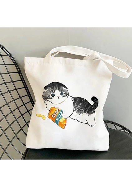 Stil 7 Bir Boyut Moda Alışveriş Çantası Kawaii Kediler Sevimli Hayvan Çantaları Alışveriş Çantası Kanvas Çantalar Tote Çanta Çanta Rahat Kız Omuz Çantaları Kızlar Için (Yurt Dışından)