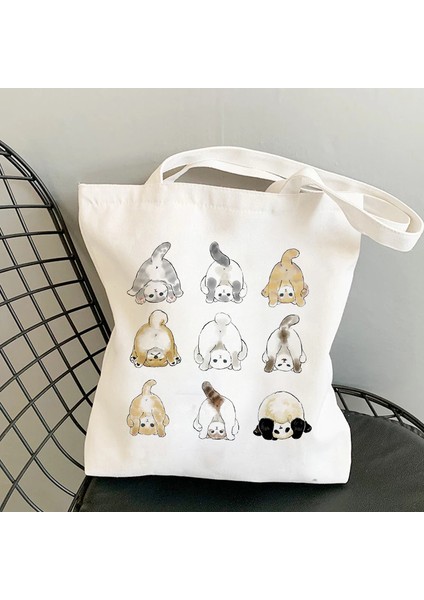 Stil 7 Bir Boyut Moda Alışveriş Çantası Kawaii Kediler Sevimli Hayvan Çantaları Alışveriş Çantası Kanvas Çantalar Tote Çanta Çanta Rahat Kız Omuz Çantaları Kızlar Için (Yurt Dışından) fiyatları