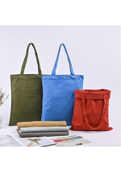 Açık Mavi Moda Düz Renk Tote Çanta Bej ve Siyah Alışveriş Orijinal Unisex Seyahat Kanvas Çantalar Eko Katlanabilir Alışveriş Tote Büyük Tote (Yurt Dışından)