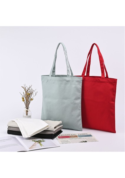 Açık Mavi Moda Düz Renk Tote Çanta Bej ve Siyah Alışveriş Orijinal Unisex Seyahat Kanvas Çantalar Eko Katlanabilir Alışveriş Tote Büyük Tote (Yurt Dışından)