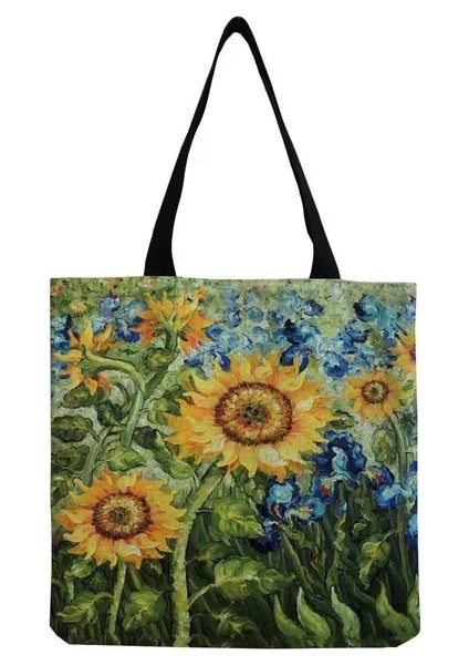 HM3001 Bayanlar Eko Alışveriş Çantaları Yağlıboya Retro Seyahat Çantası Sanat Yüksek Kaliteli Tote Van Gogh Çanta Yeni Kadın Katlanabilir Taşınabilir (Yurt Dışından)