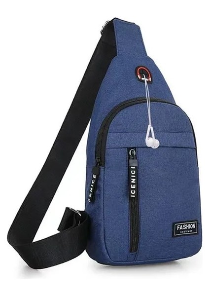 Mavi Göğüs Çanta Moda Yeni Düz Renk Erkek Göğüs Çantası Açık Rahat Moda Bir Omuz Crossbody Çanta Su Geçirmez Tek Omuz Çantası (Yurt Dışından)