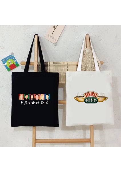 Pembe Central Perk Grafik Çanta Kadın Arkadaşlar Tv Gösterisi Kanvas Tote Çanta Moda Omuzdan Askili Çanta Kadın Arkadaşlar Tv Gösterisi Baskı Çanta (Yurt Dışından) fiyatları