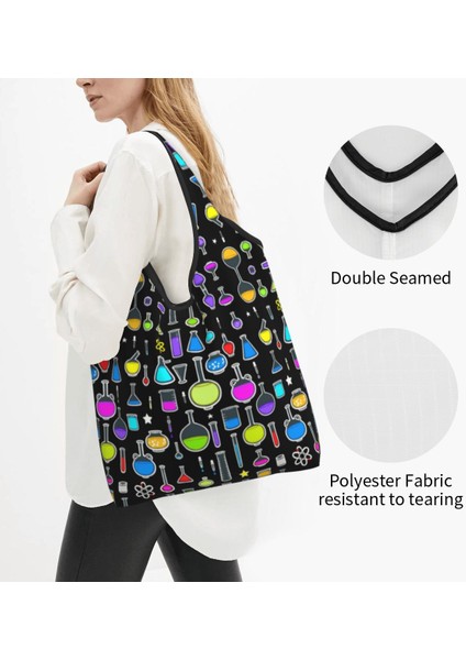 Stil 8 Alışveriş Çantası Kawaii Baskılı Beher Laboratuvar Teknolojisi Alışveriş Bez Çantalar Taşınabilir Omuz Alışverişçi Bilim Kimya Çanta (Yurt Dışından) indirimleri