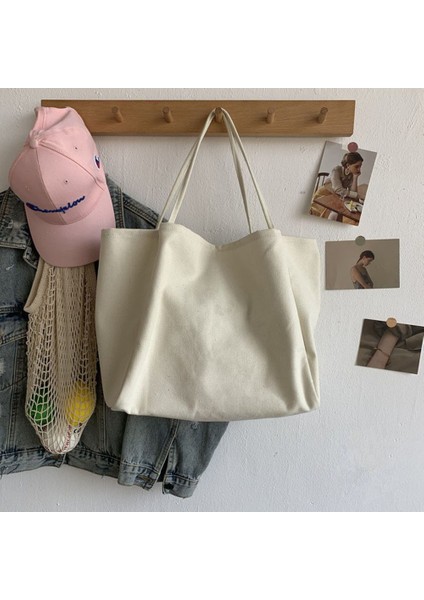 21X20X12CM 1 Adet Büyük Kapasiteli Japon Moda Ins Kanvas Çanta Omuz Çantası Kadın Üniversite Öğrencisi Sınıf Taşınabilir Alışveriş Malzemeleri (Yurt Dışından) fırsatları