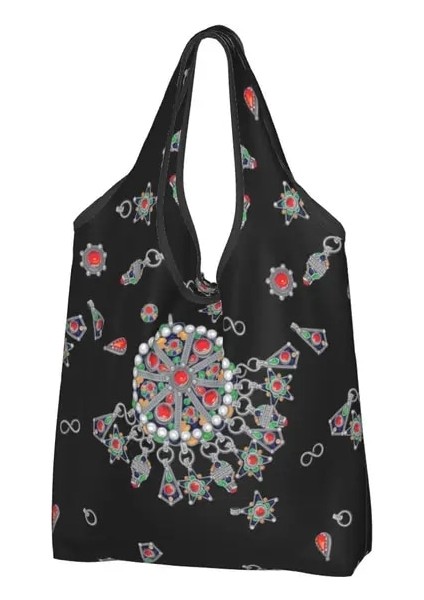 Stil 2 Alışveriş Çantası Özel Kabyle Takı Alışveriş Çantaları Kadın Taşınabilir Büyük Kapasiteli Bakkal Amazigh Halı Berber Shopper Bez Çantalar (Yurt Dışından)