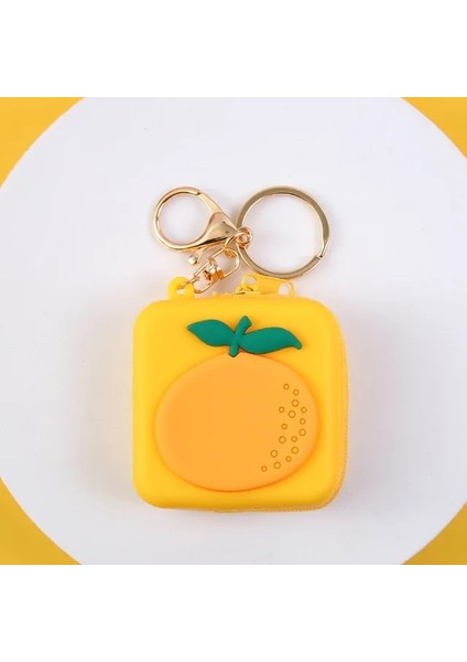 Turuncu Karikatür Silikon Para Cüzdan Hayvan Kadın Kızlar Mini Kulaklık Çantası Kawali Kulaklık Çanta Kılıf Çocuk Çocuk Hediyeler 6X6CM (Yurt Dışından)