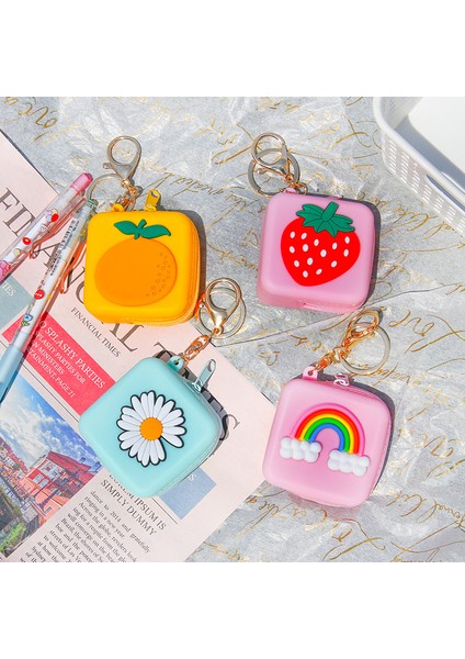 Turuncu Karikatür Silikon Para Cüzdan Hayvan Kadın Kızlar Mini Kulaklık Çantası Kawali Kulaklık Çanta Kılıf Çocuk Çocuk Hediyeler 6X6CM (Yurt Dışından) fırsatları