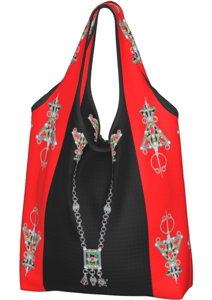 20 Alışveriş Çantası Özel Kabyle Takı Alışveriş Çantaları Kadın Taşınabilir Büyük Kapasiteli Bakkal Amazigh Halı Berber Shopper Bez Çantalar (Yurt Dışından) fırsatları