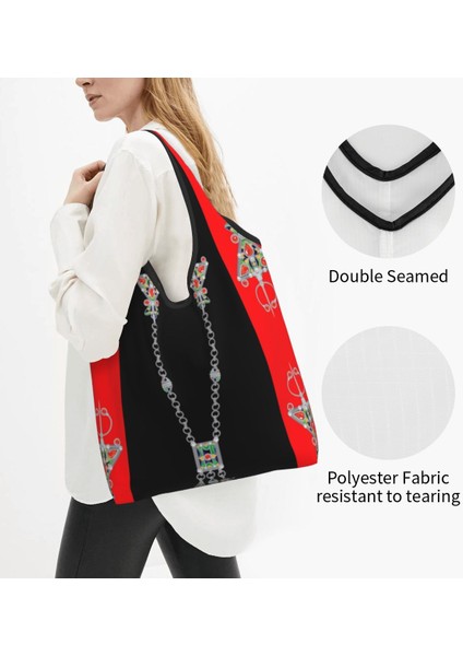 20 Alışveriş Çantası Özel Kabyle Takı Alışveriş Çantaları Kadın Taşınabilir Büyük Kapasiteli Bakkal Amazigh Halı Berber Shopper Bez Çantalar (Yurt Dışından) indirimleri