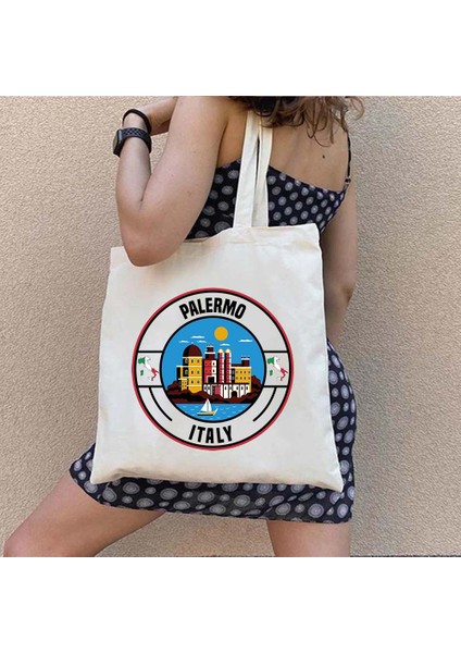 58 35X40CM Italya Ciao Bella Pisa Roma Italia Italyan Bayrağı Palermo Puglia Sardunya Verona Torino Pamuk Harajuku Kanvas Tote Çanta Sevimli Çanta (Yurt Dışından) indirimleri