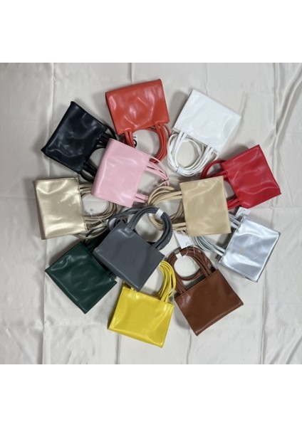 Sarı Mini 17 cm Tote Çanta Kaliteli Kadın Alışveriş Büyük Kapasiteli Tasarımcı Crossbody Çanta Ünlü Marka Pu Deri Uzun Askı Omuz Çantası Mini (Yurt Dışından) modelleri