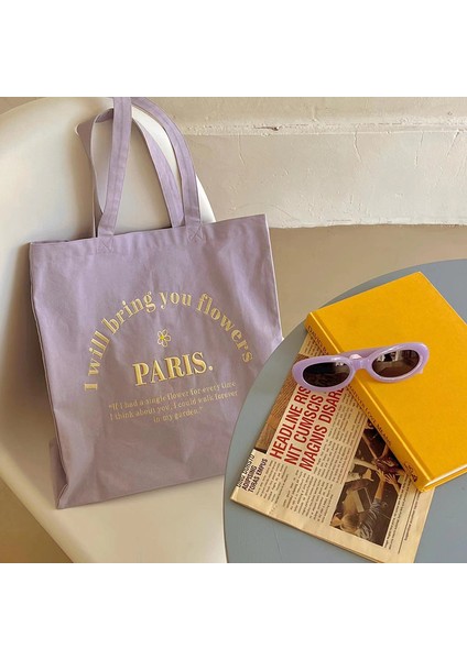 Pembe Siyah Harfler Kadın Kanvas Omuz Çantası Paris'i Keşfedin 3D Nakış Günlük Alışveriş Çantaları Öğrenci Kitap Çantası Pamuklu Bez Çanta Tote Kızlar Için (Yurt Dışından) indirimleri