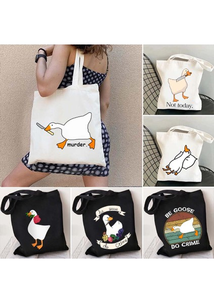 B 57 35X40 cm Komik Honk Isimsiz Kaz Oyunu Güzel Meme Ördek Sevimli Karikatür Hayvan Omuz Kanvas Tote Çanta Harajuku Alışveriş Shopper Çanta (Yurt Dışından) fiyatları