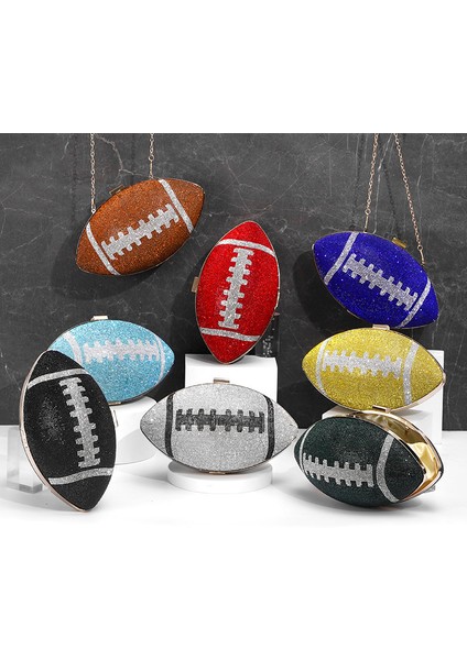 Mavi Elmas Akşam Debriyaj Çanta Çanta Gelin Bling Futbol Şekli Çanta Trendy Moda Tek Omuz Bayan Taklidi Kutusu Kasa XA19H (Yurt Dışından)